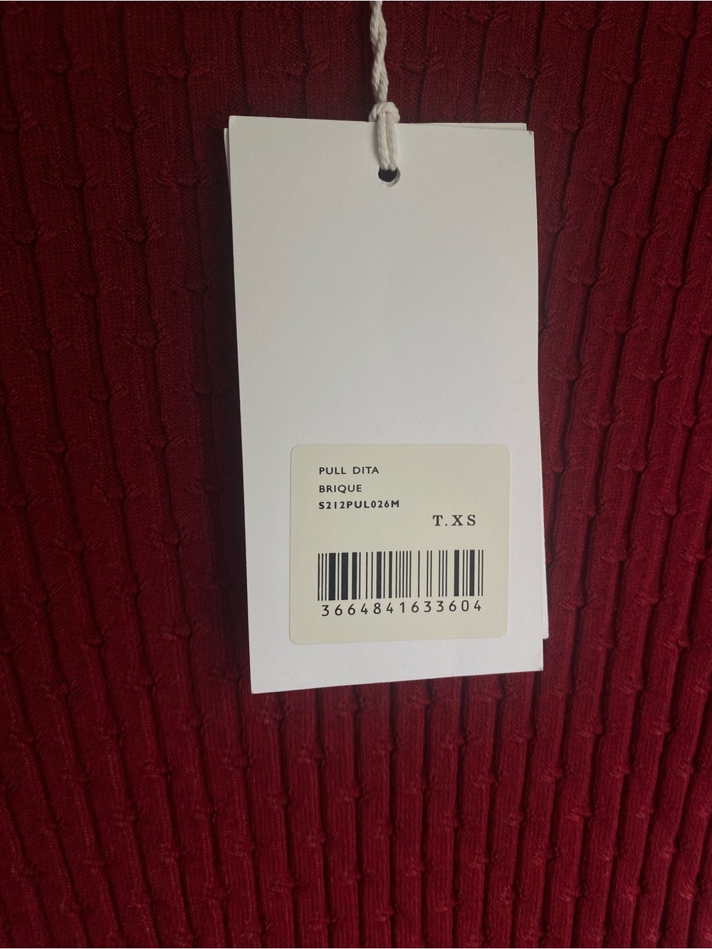 NWT Sezane Pull Dita Red Ribbed Long-Sleeve Sweater Size XS - Picture 6 of 12